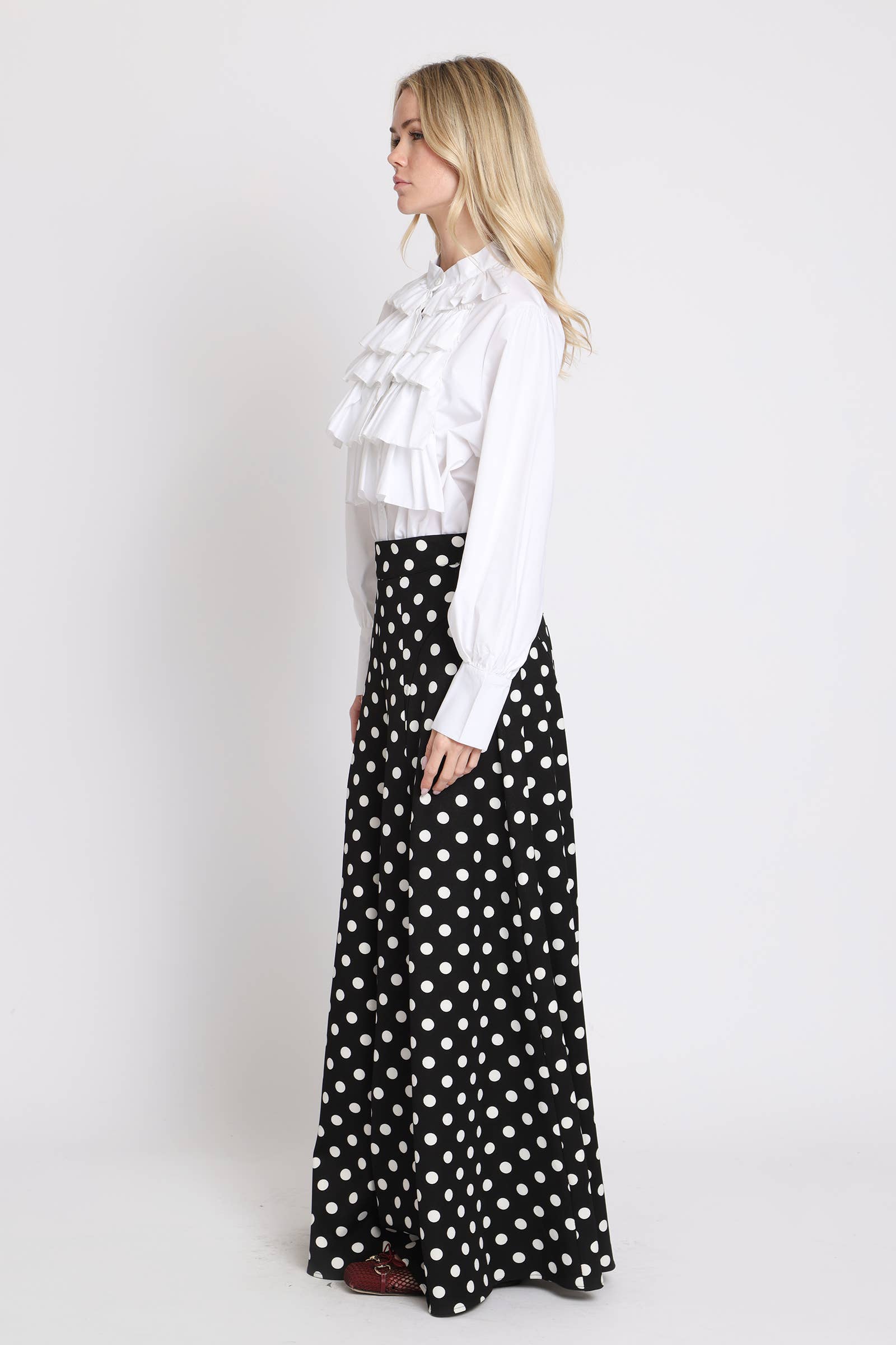 Polka Dot Printed Flare Pants