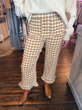 Ee Some Gingham Ruffle Trim Straight Leg Pants