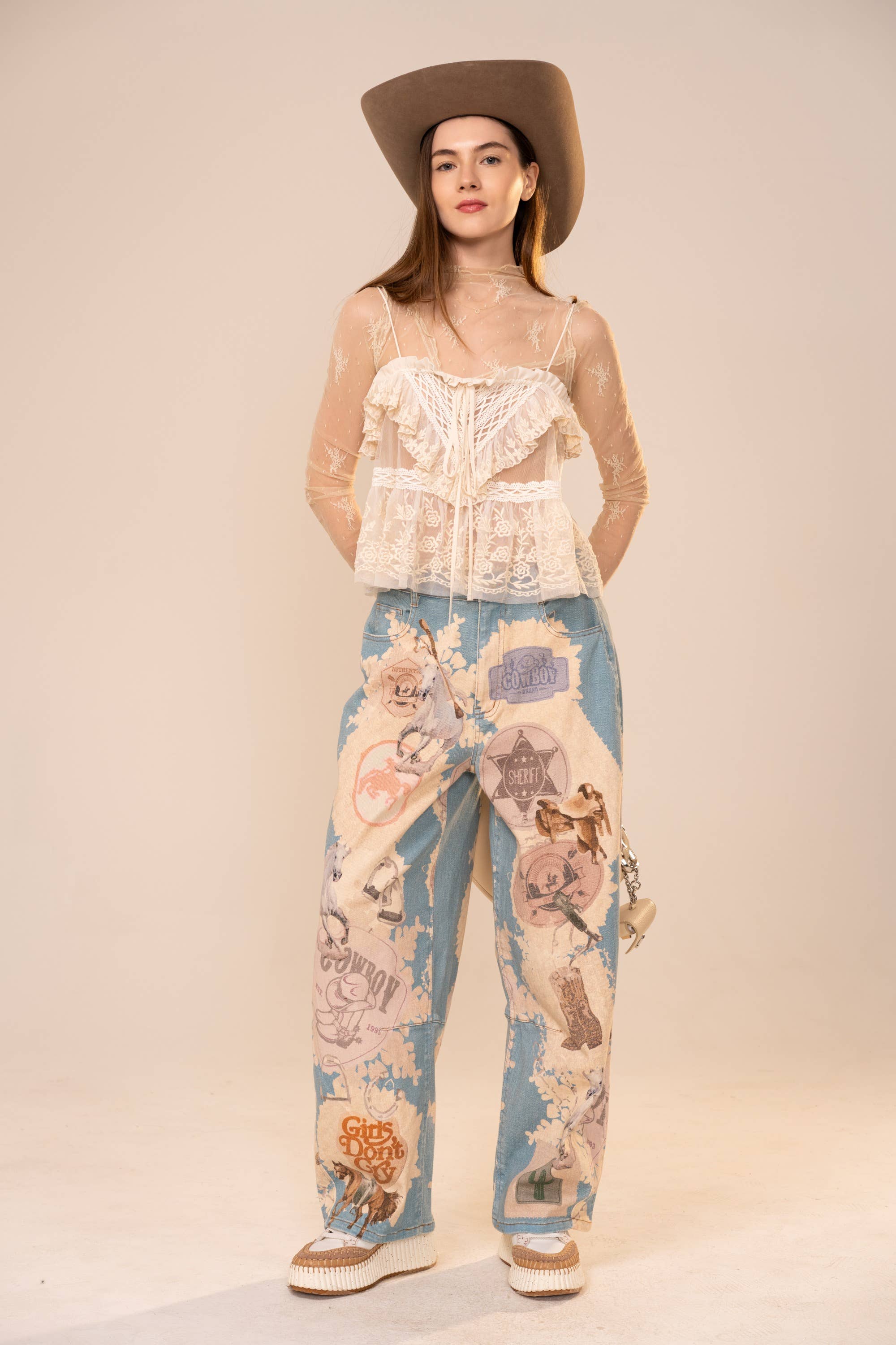 Western Patch Loose Jeans