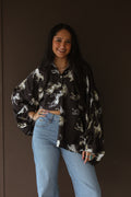 Stockyards Printed Satin Blouse
