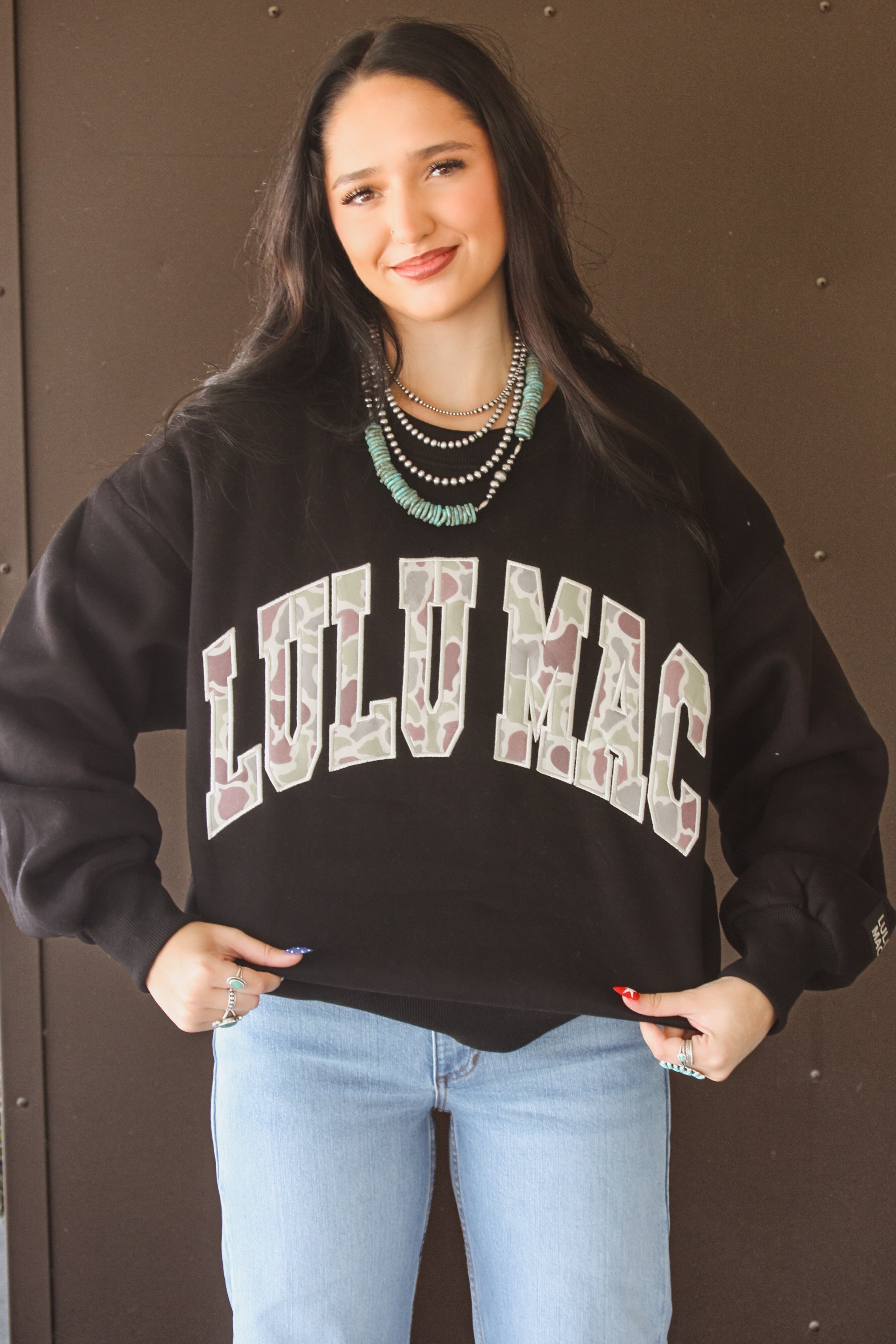 Black And Camo Lulu Mac Crewneck