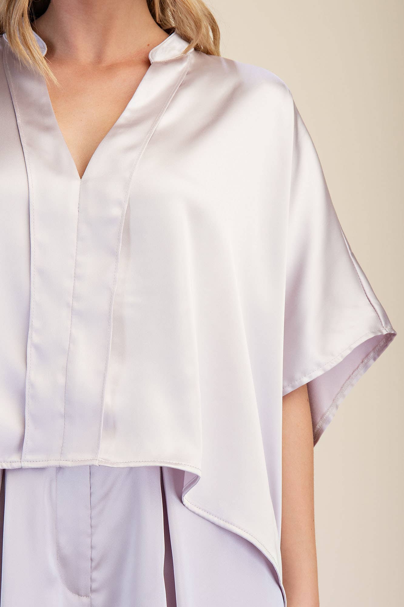 Short Sleeve Silk Oversize Top