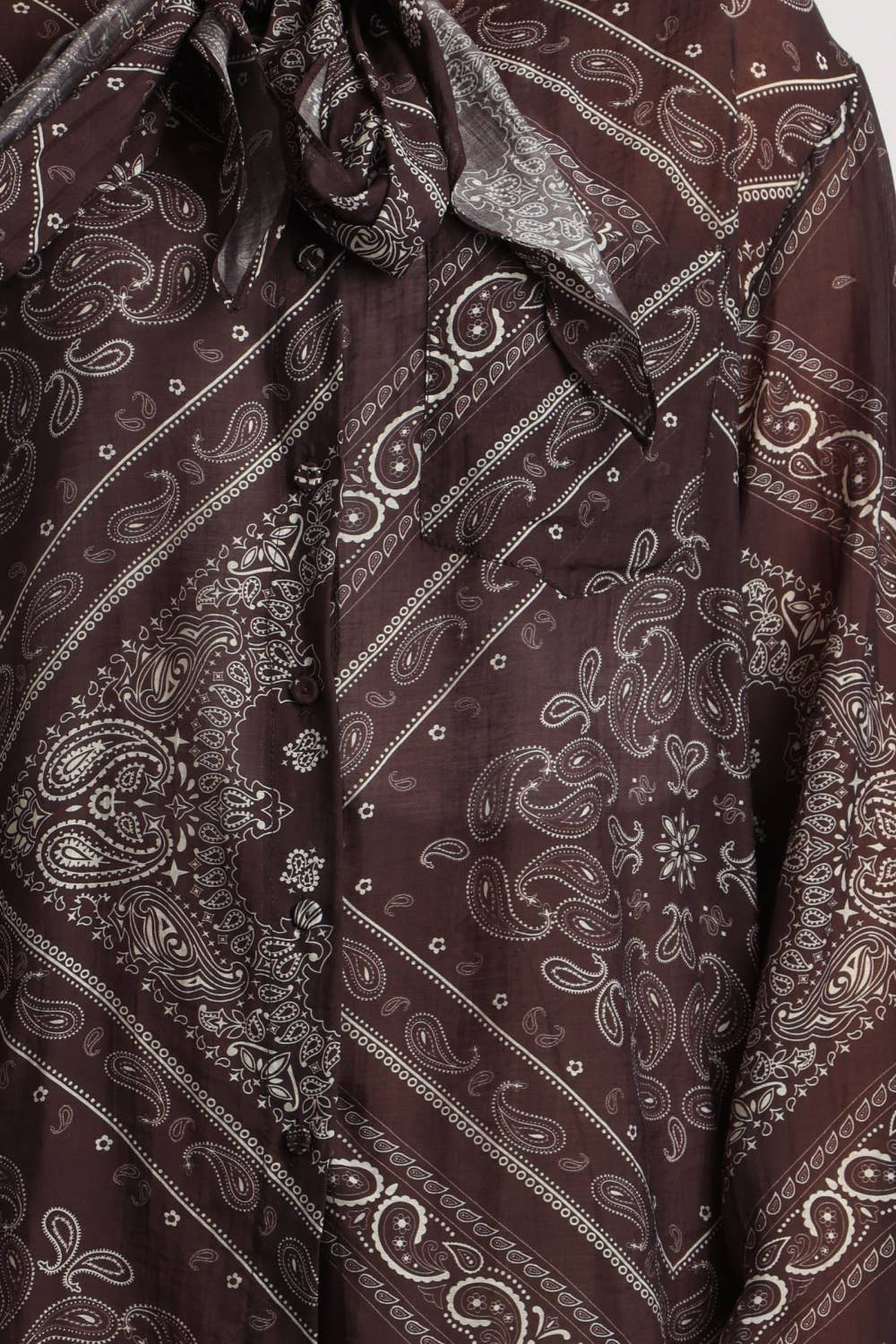Paisley Allover Printed Bowtie Neck Blouse