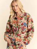 Davi and Dani Floral Tapestry Button Jacket Red Orange