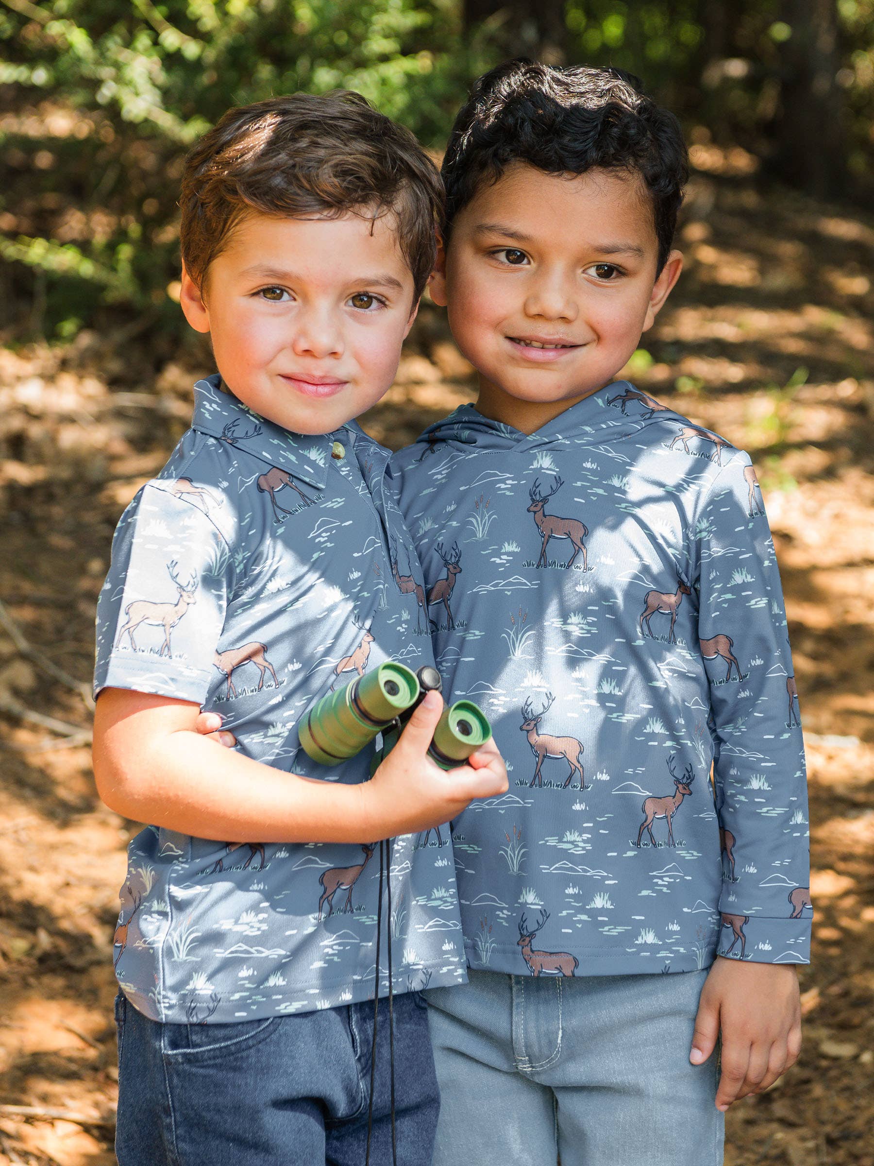Boys Deer Antler Adventure Knit Short Sleeve Performance Polo