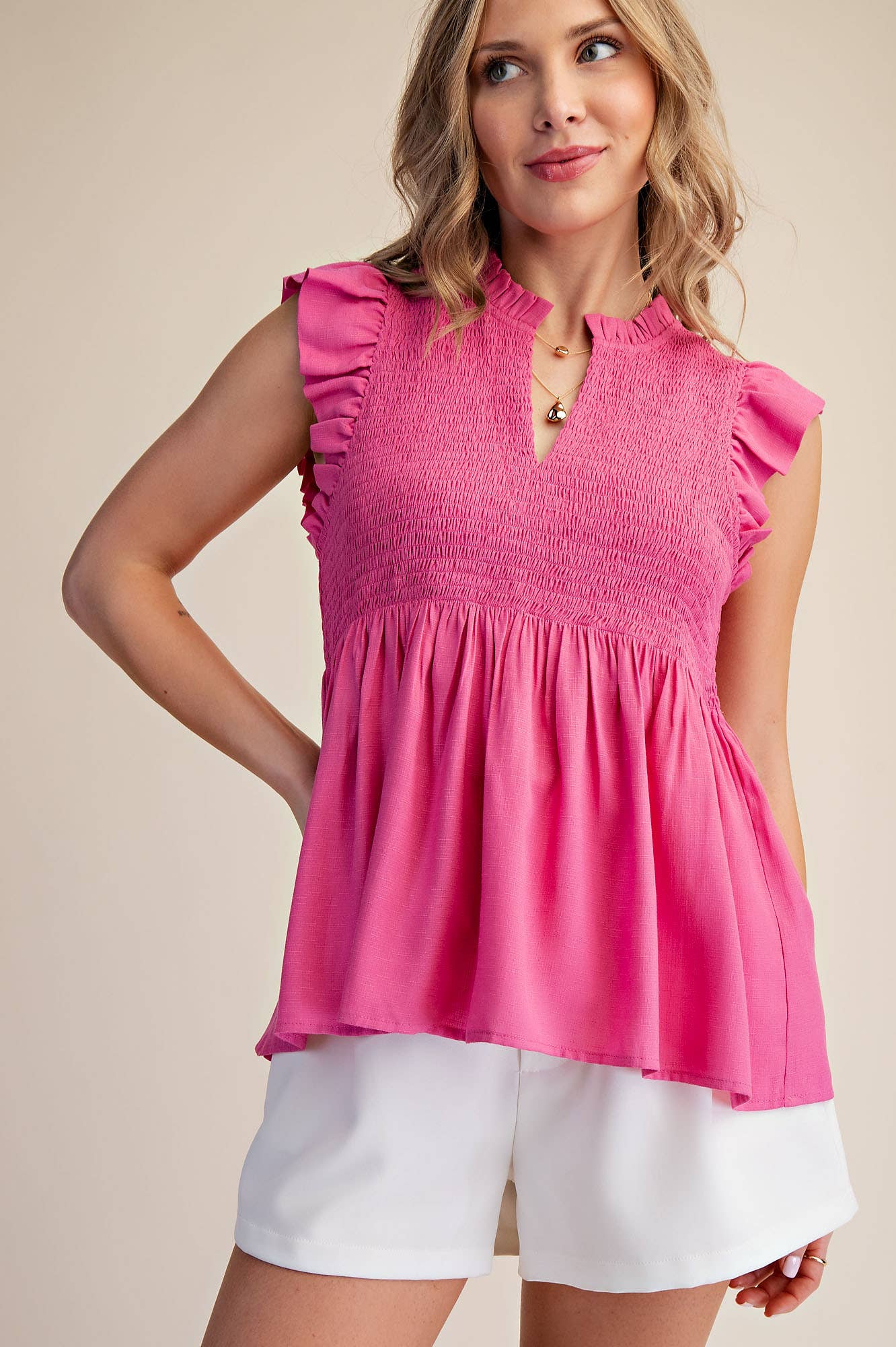 Flutter Sleeve Smocked Top