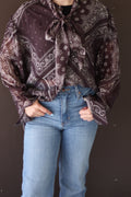 Paisley Allover Printed Bowtie Neck Blouse