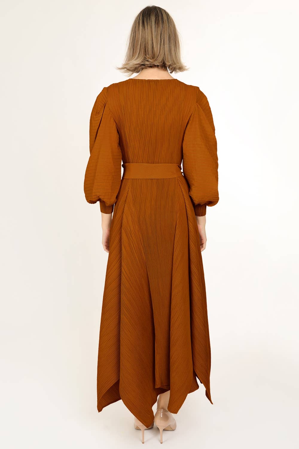Bowtie Waist Pleats Maxi Dress
