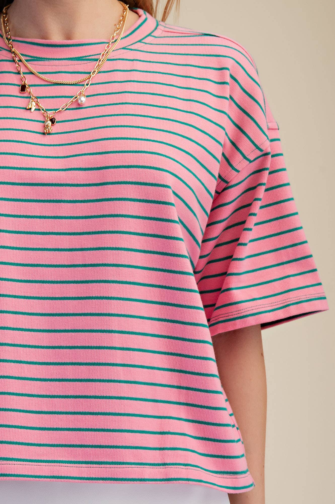 Round Neck Wide Sleeve Pullover Stripe Everyday Top