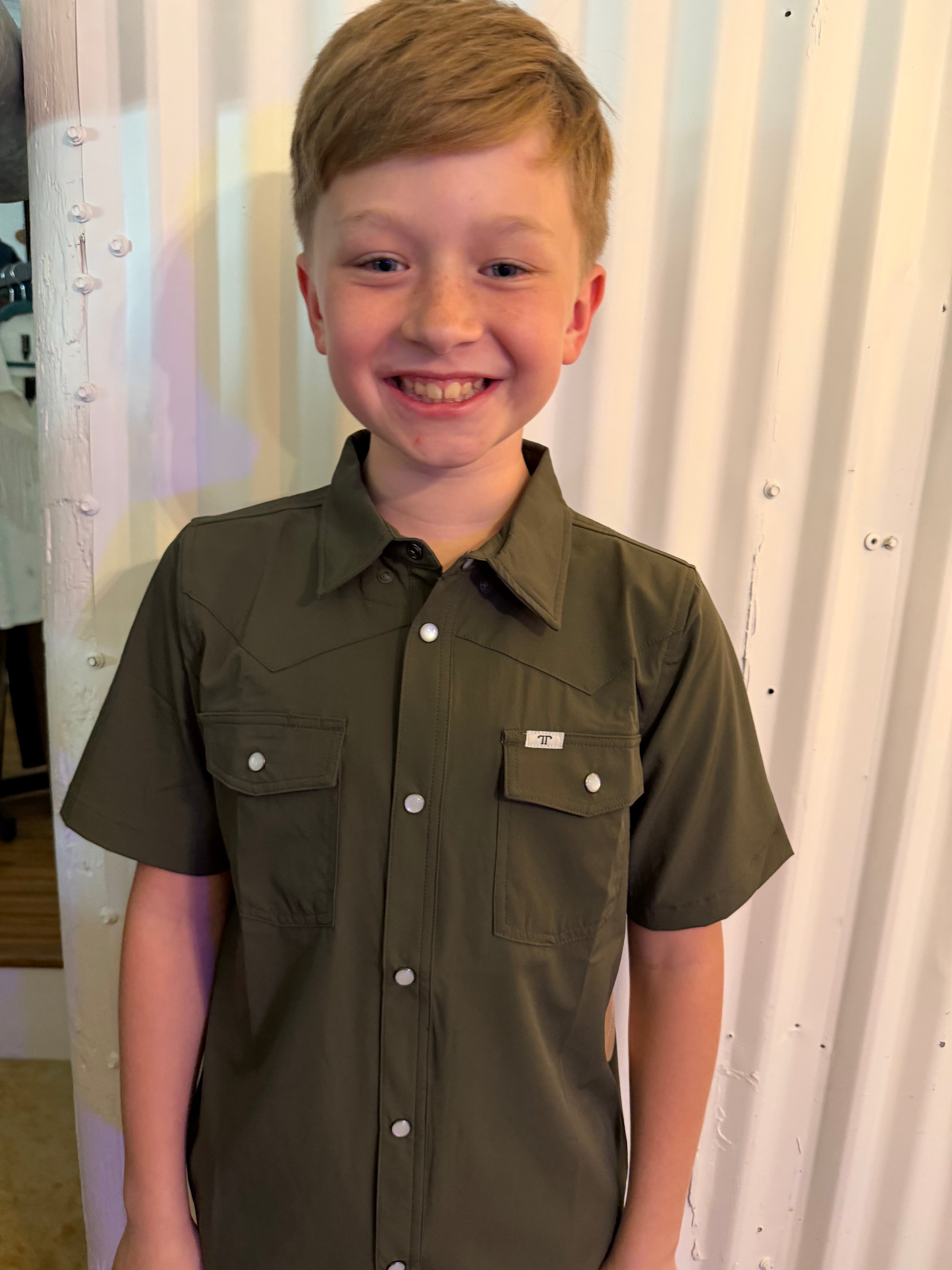 Pearl Snap Short Sleeve Boys Shirt Black / 6