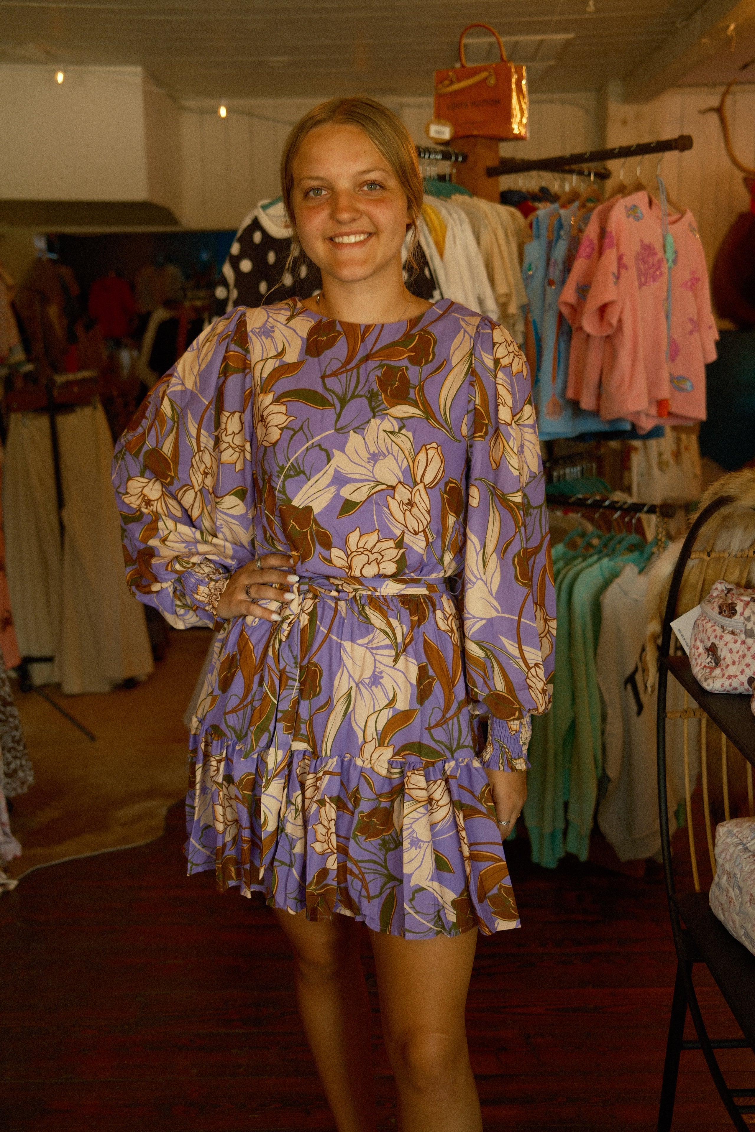 Purple Floral Mini Dress