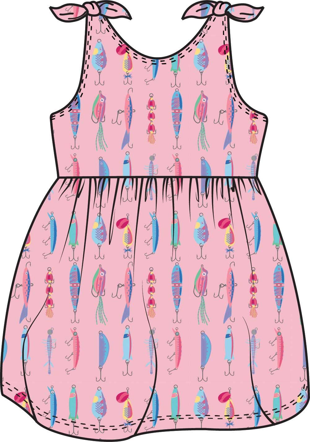 Girls Pink Gone Fishin Dress
