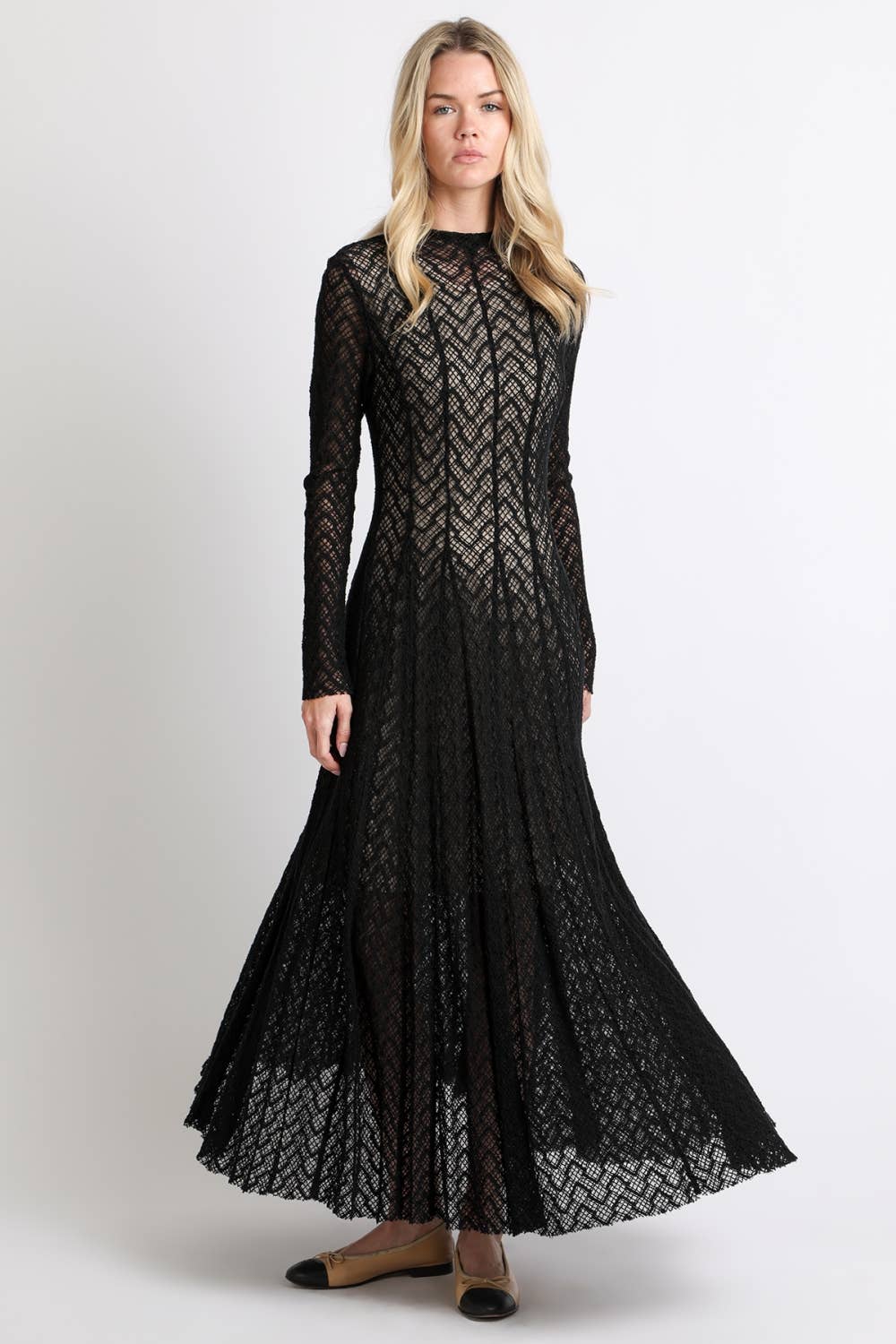 Geometric Crochet Lace Maxi Dress