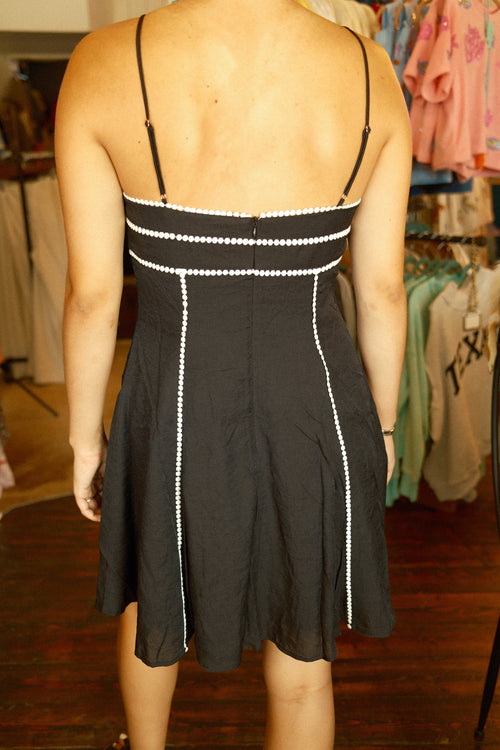 Black Piped Mini Dress