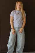Studded Barrel Denim Pant
