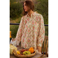 Oversized Floral Striped Button Shirts
