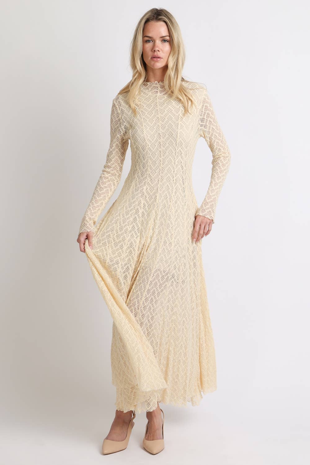 Geometric Crochet Lace Maxi Dress
