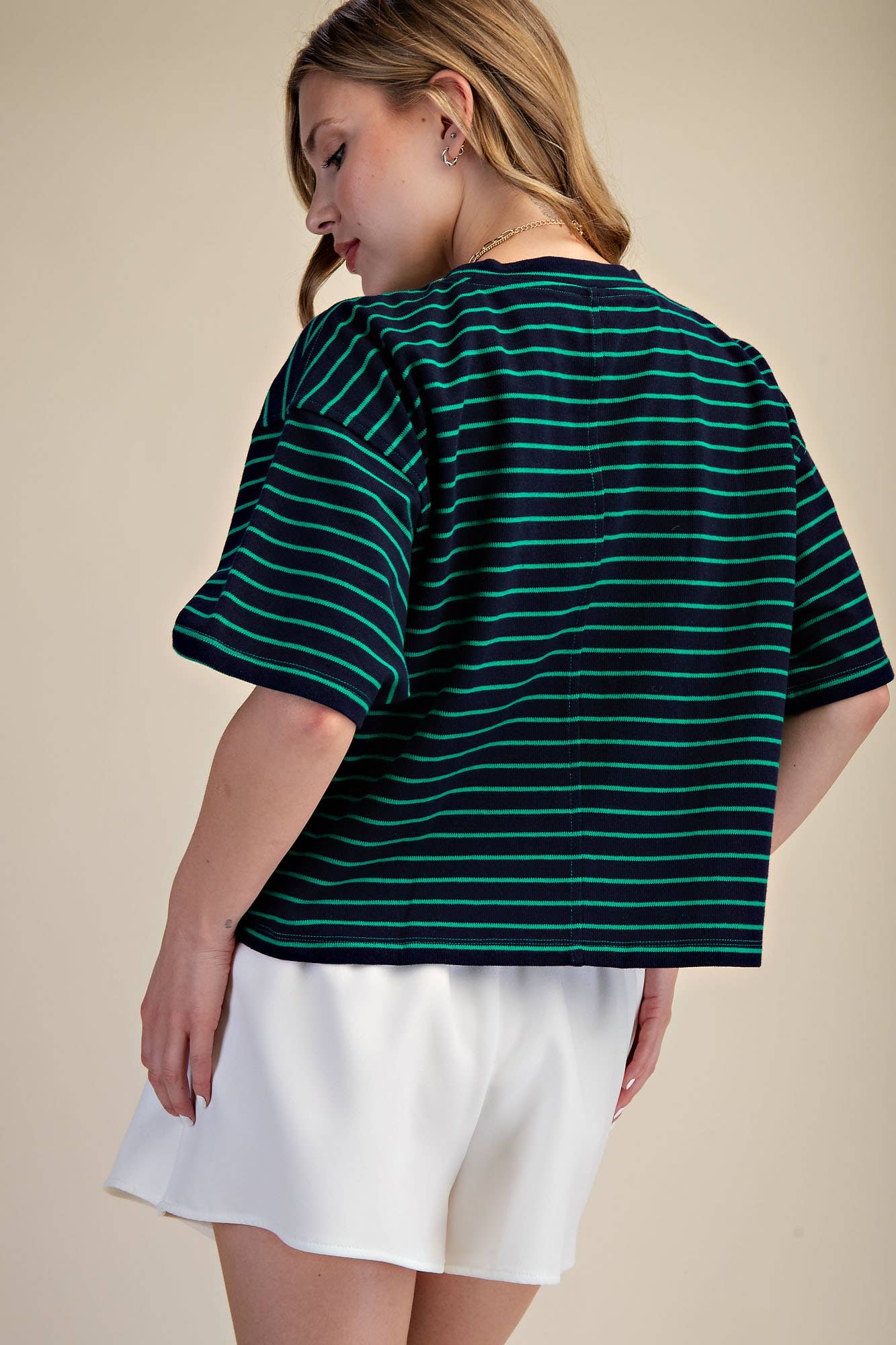 Round Neck Wide Sleeve Pullover Stripe Everyday Top