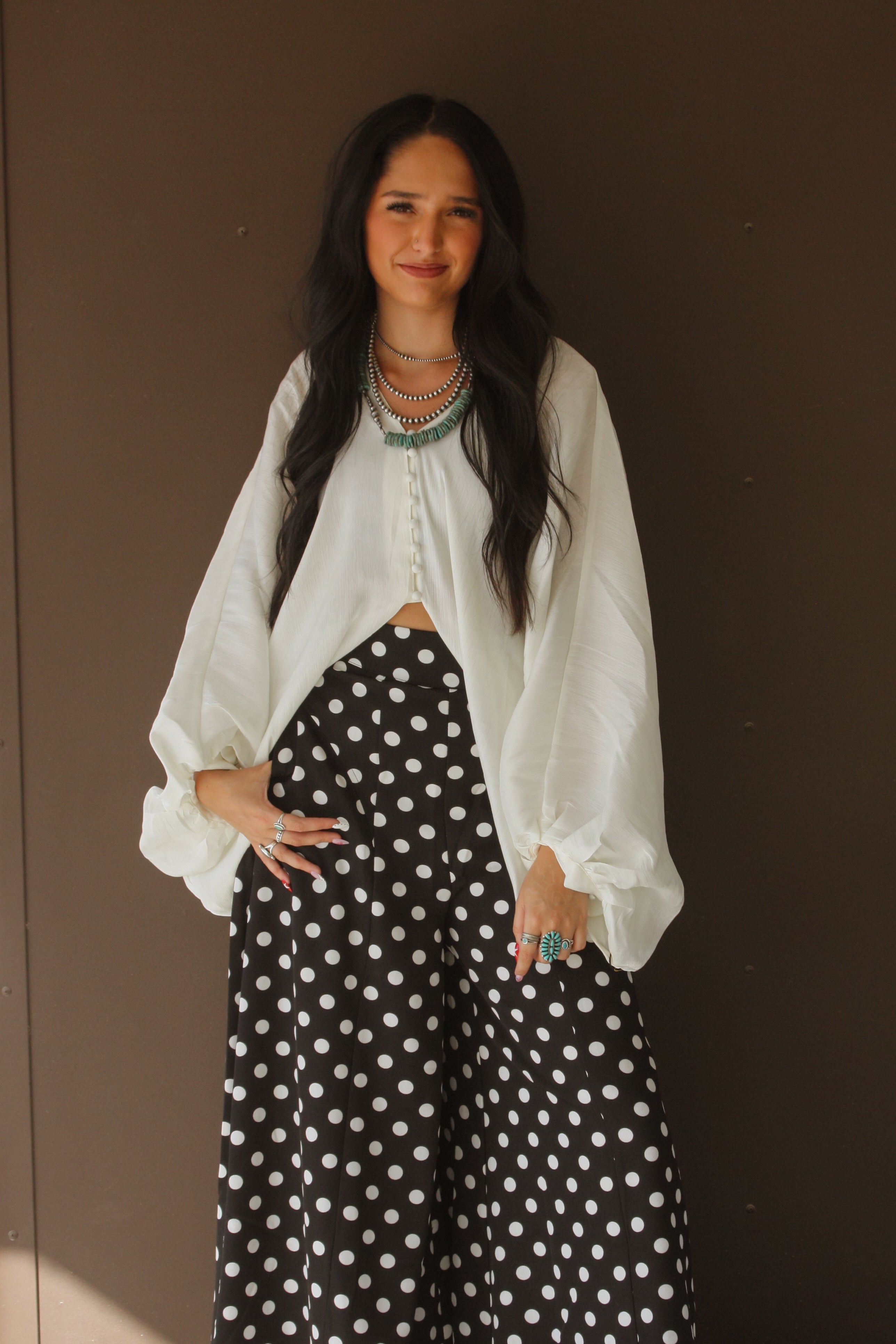 V-Neck Balloon Sleeve Top