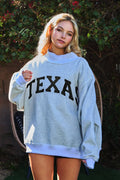 TEXAS & TX Print Reversible Mockneck Sweatshirt