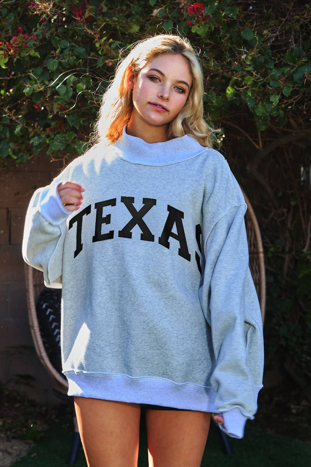 TEXAS & TX Print Reversible Mockneck Sweatshirt