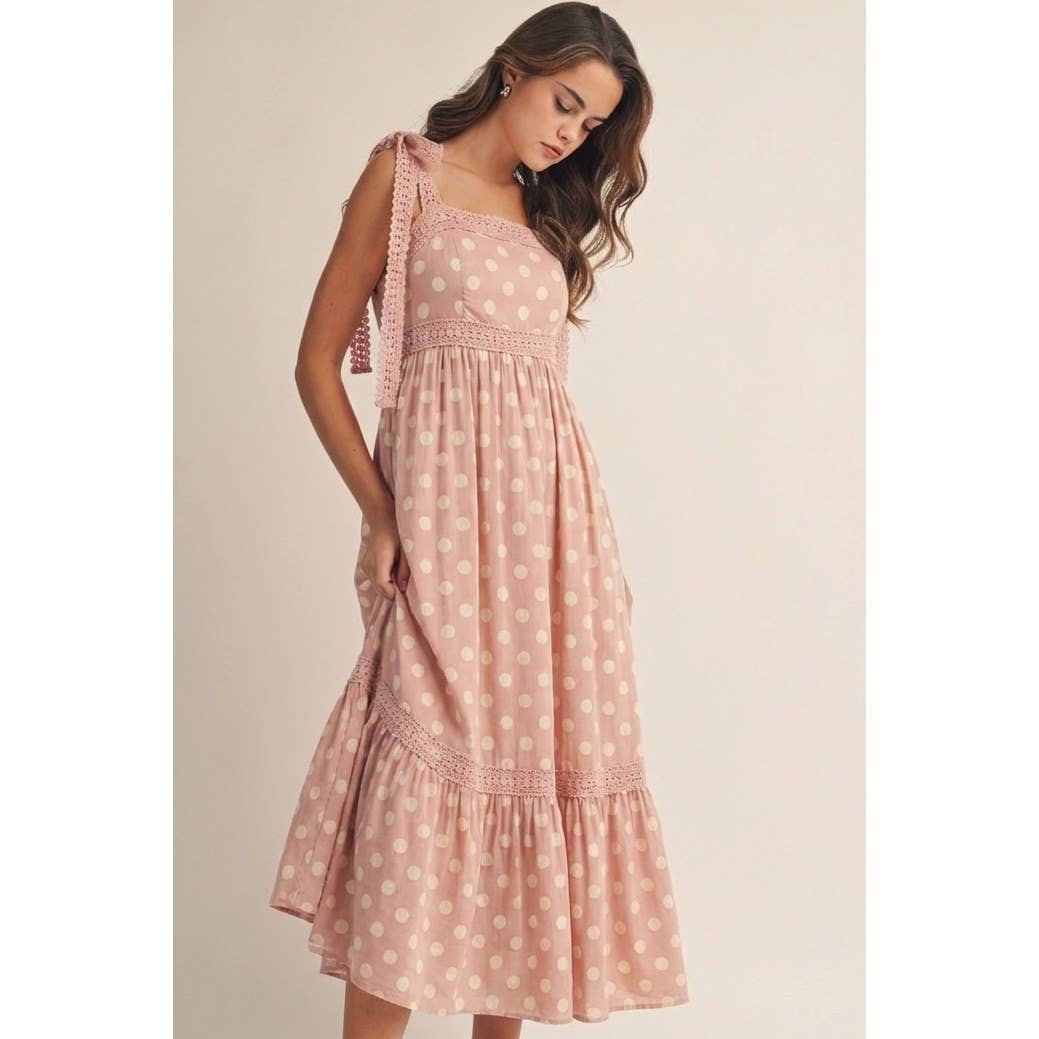 Vintage Rose Garden Crochet Trim Maxi Sundress