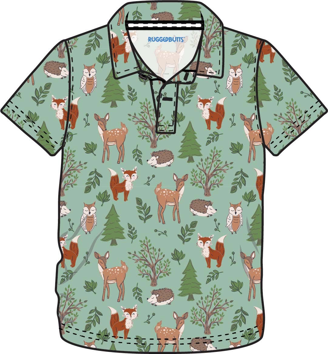 Boys Woodland Friends Knit Short Sleeve Performance Polo