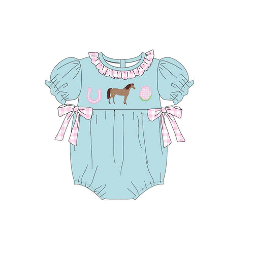 2026 Spring Summer Farm Embroidery Blue Kids Clothes Collection