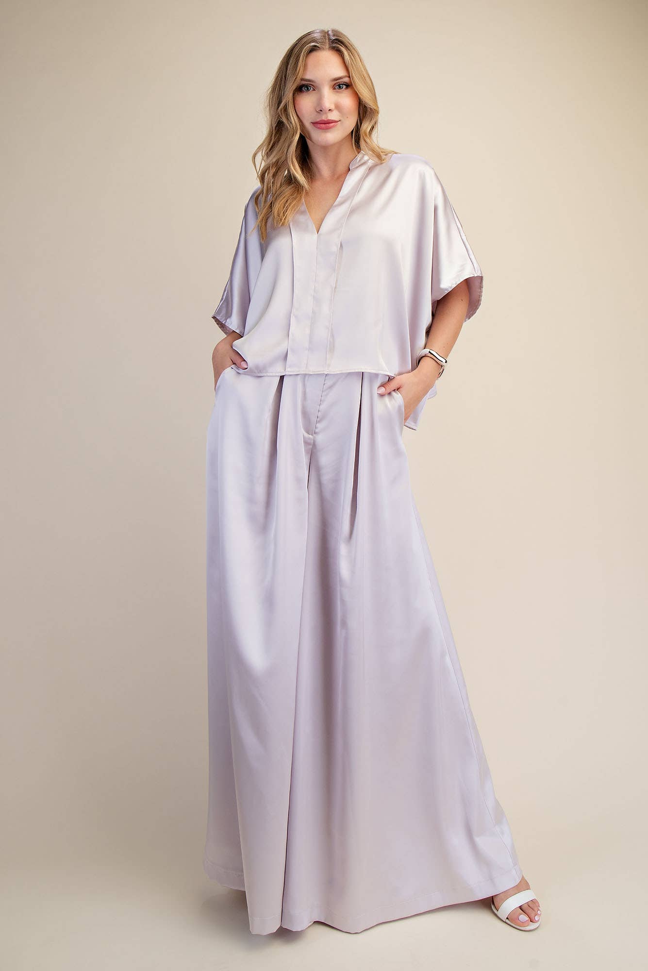 Short Sleeve Silk Oversize Top