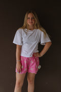 High Waist Scallop Hem Embroidery Shorts