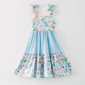 Mommy and Me Floral Plaid Patchwork Slip Dress