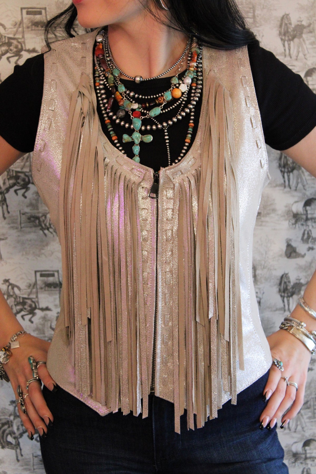 Silver fringe Vest