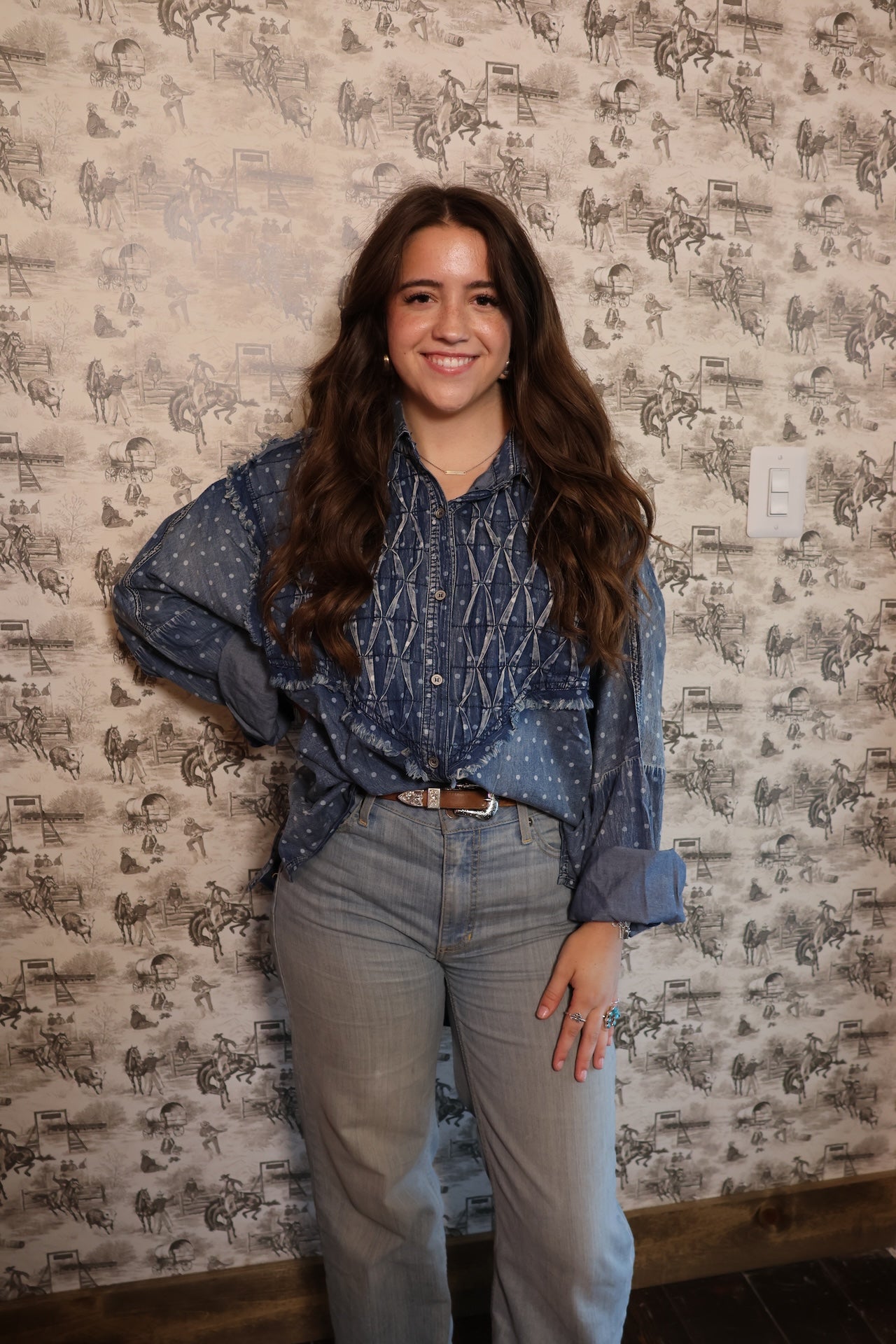 Denim Dot Top