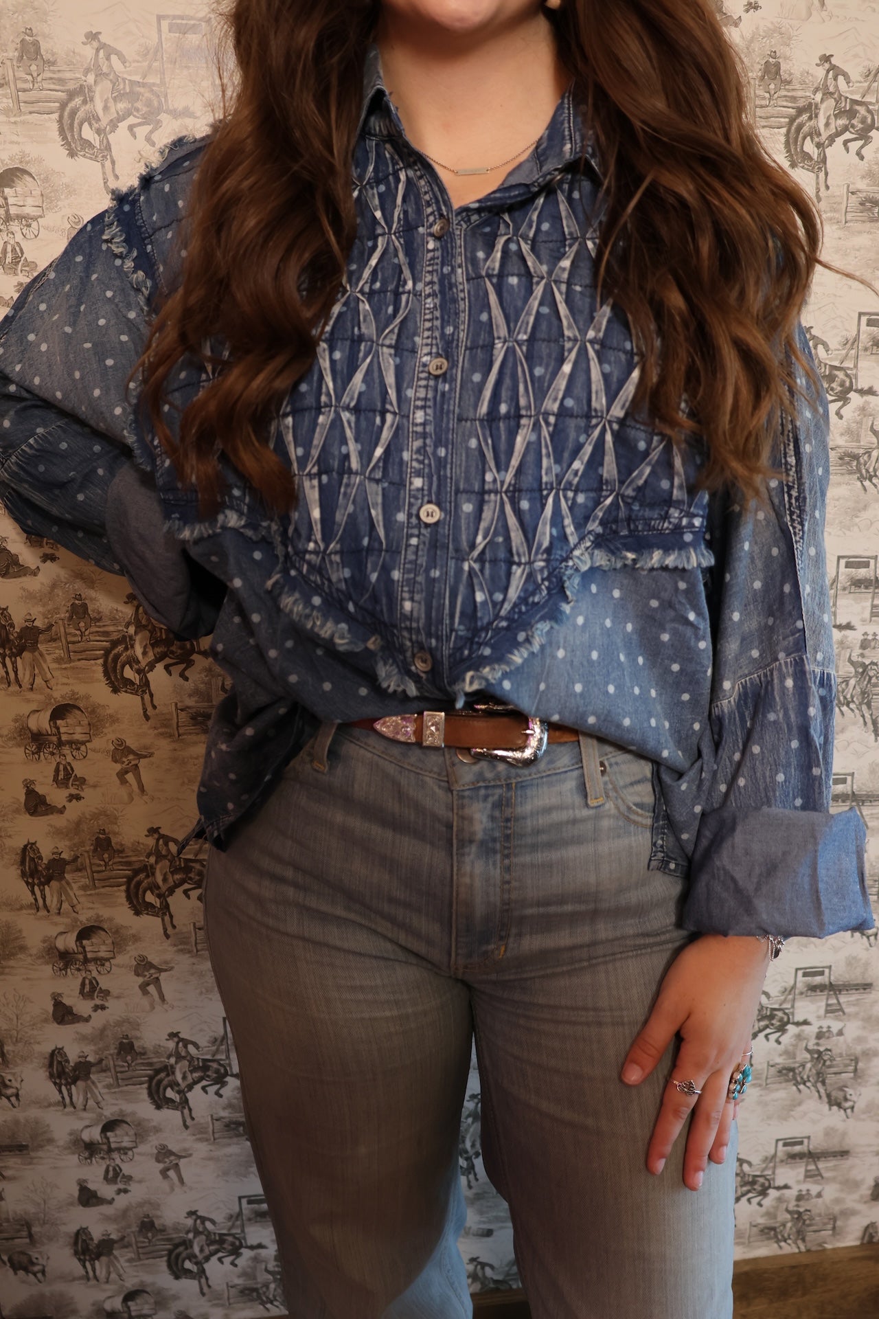 Denim Dot Top