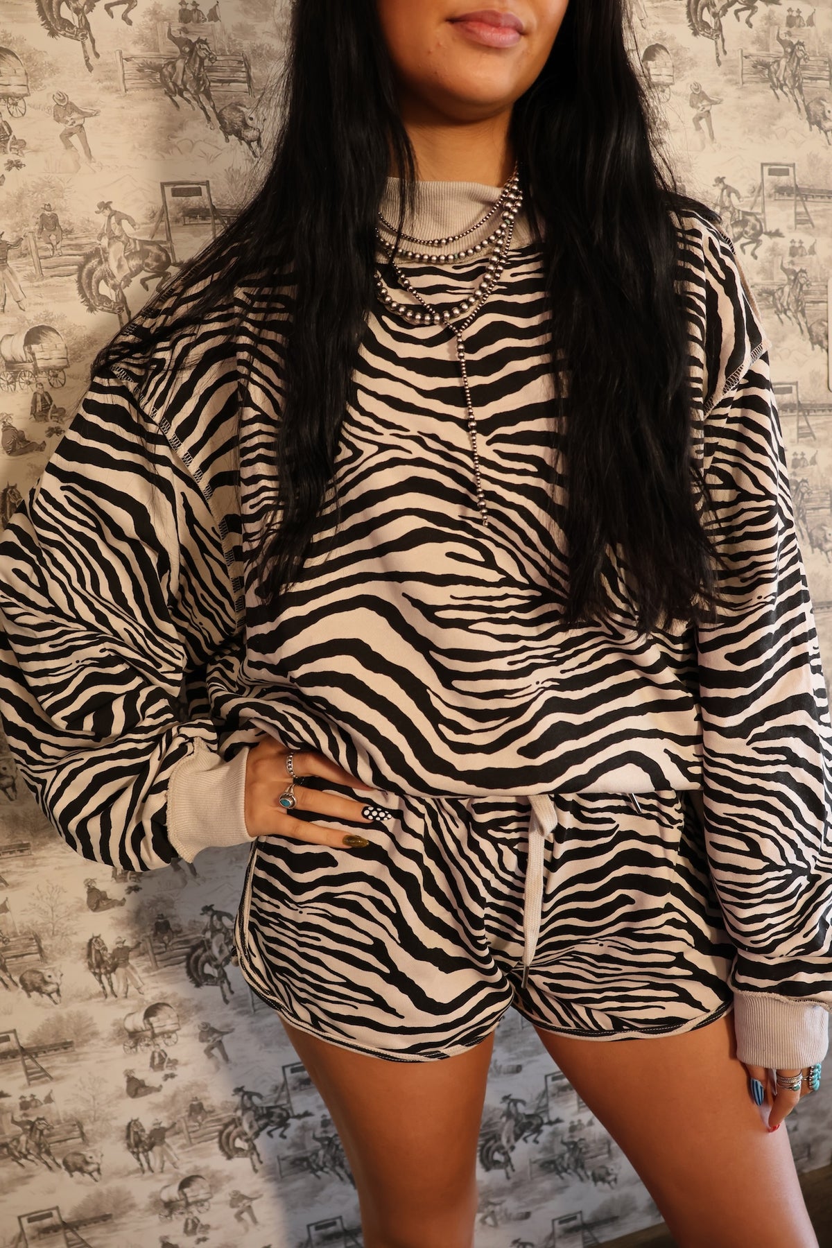 Funky Cowgirl Mock-Neck Sweatshirt