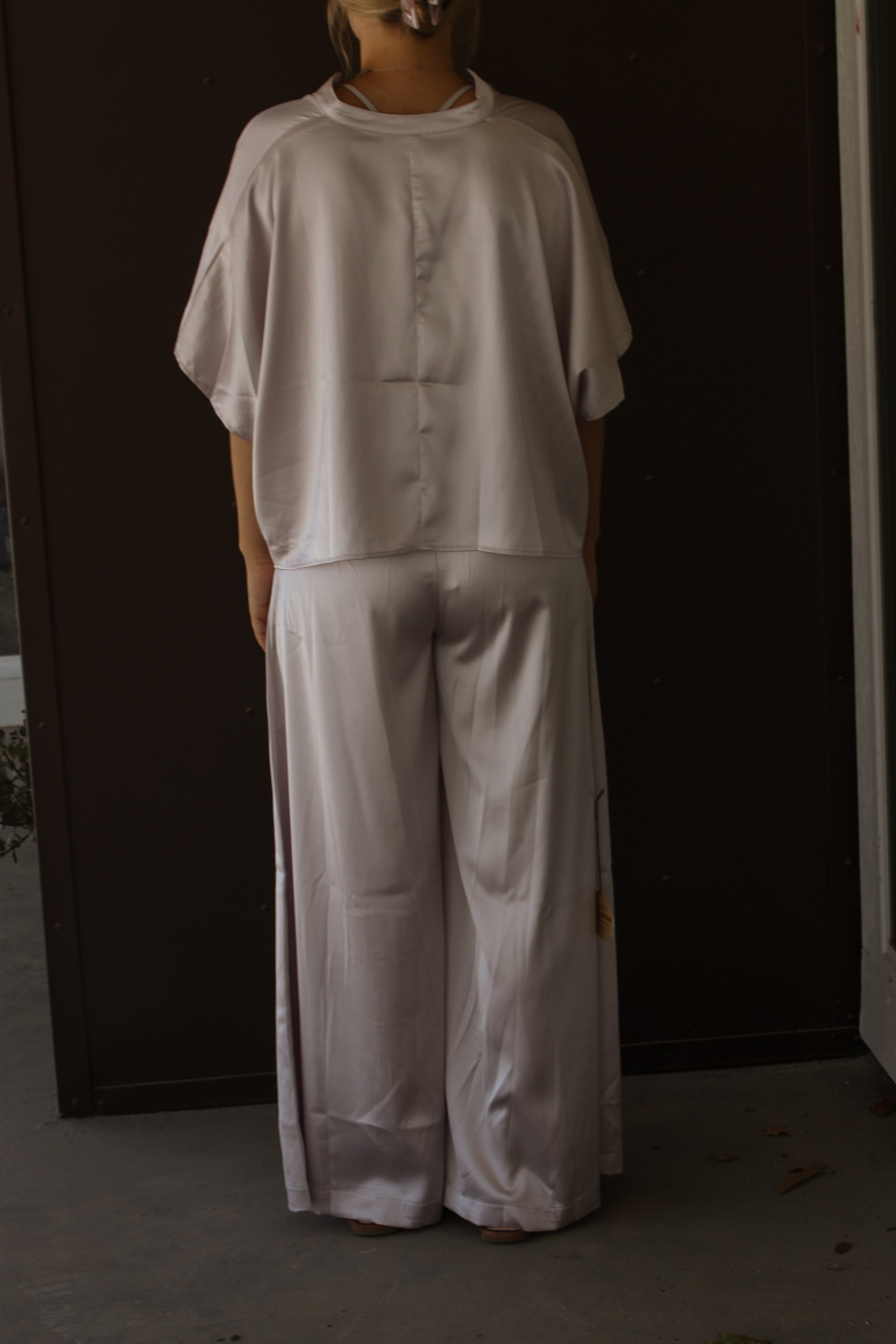 Short Sleeve Silk Oversize Top