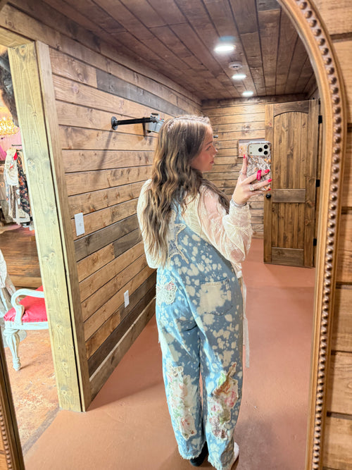 Acid Wash Patchwork Overalls