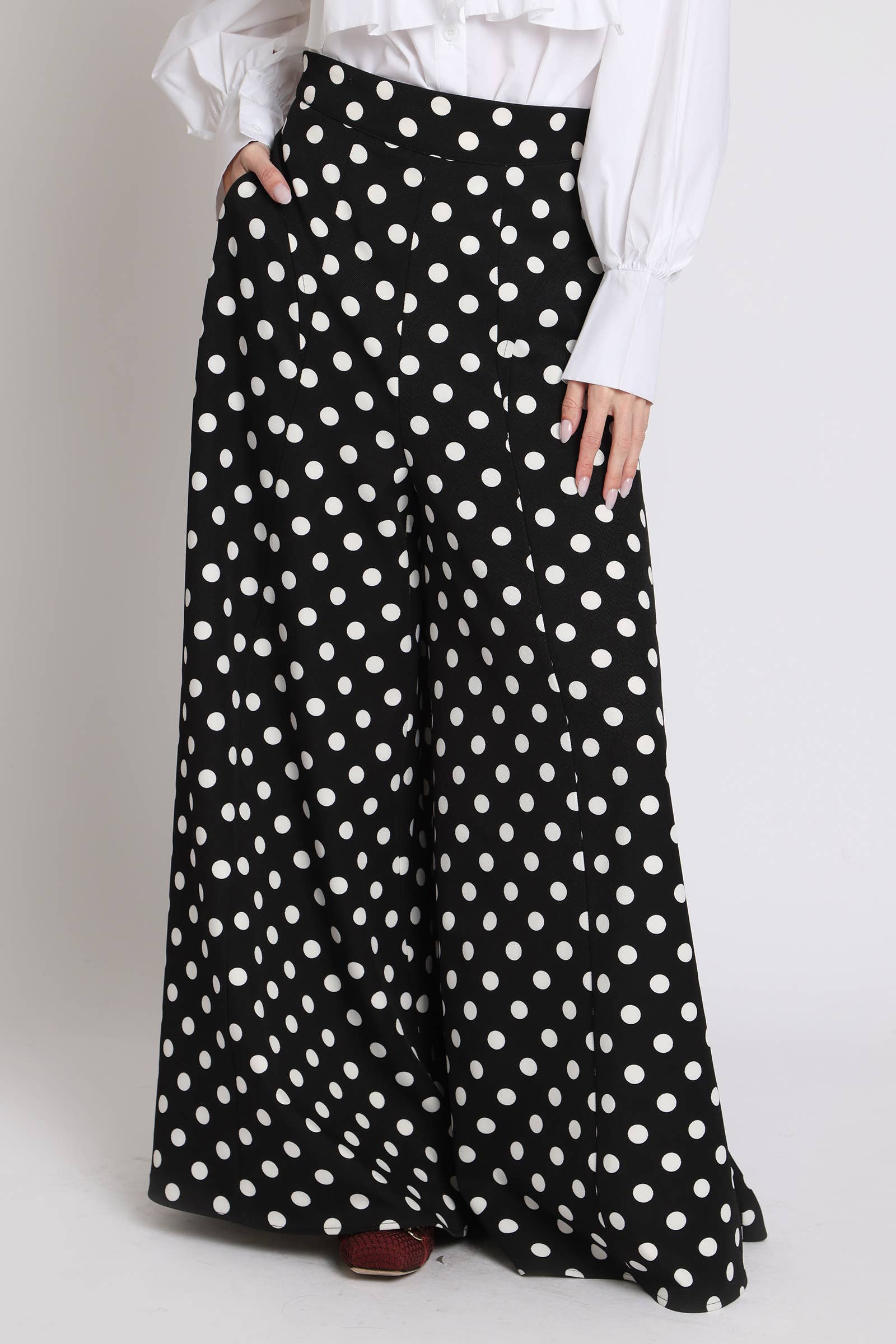 Polka Dot Printed Flare Pants