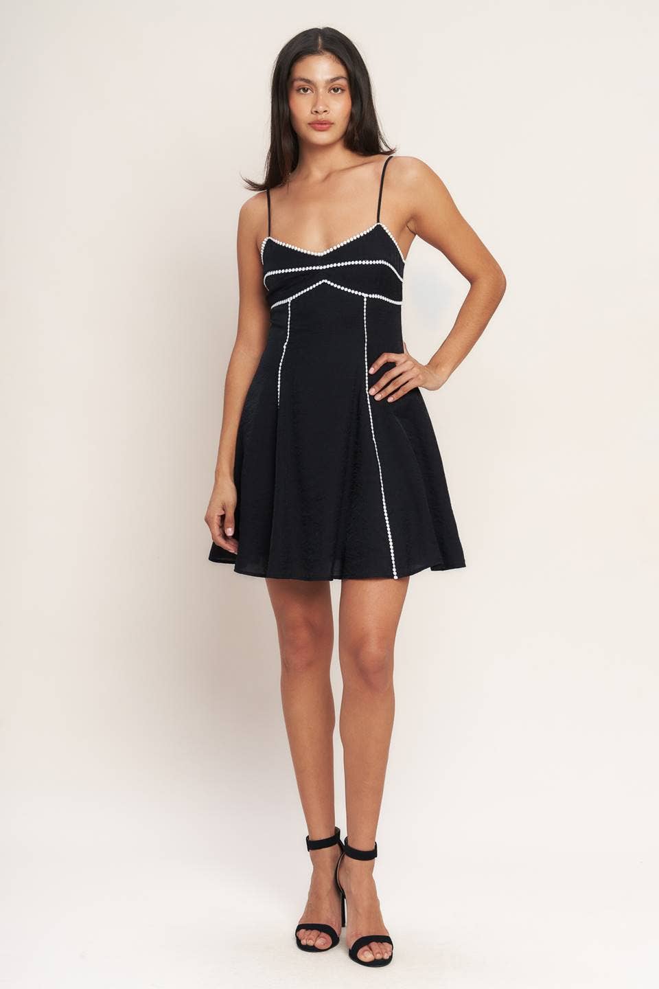 Black Piped Mini Dress