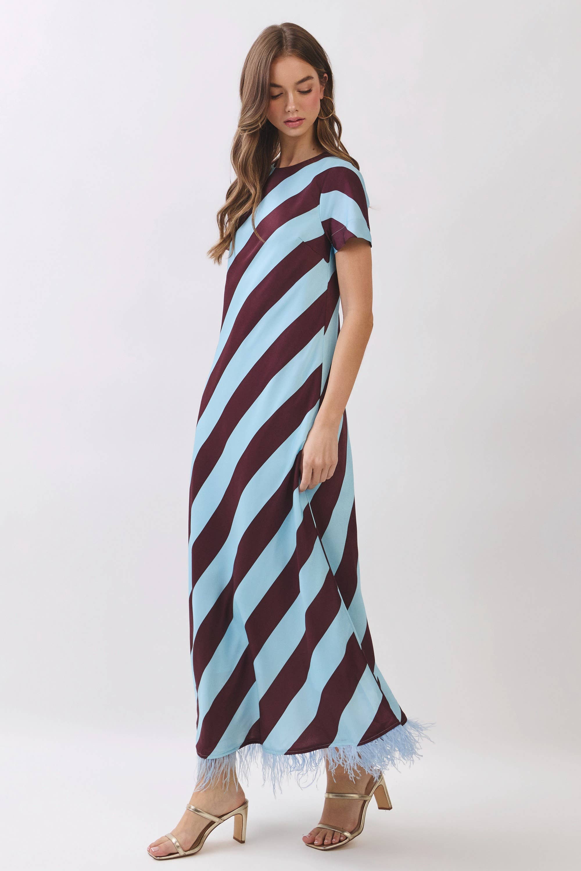 Diagonal Stripe Maxi Dress