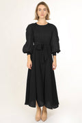 Bowtie Waist Pleats Maxi Dress