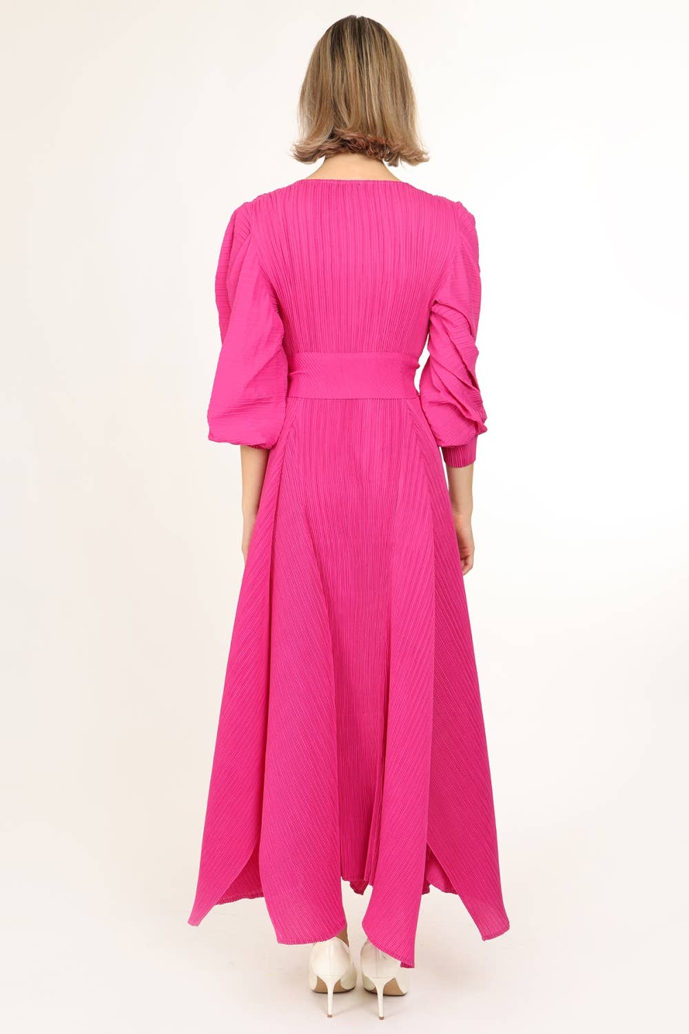Bowtie Waist Pleats Maxi Dress