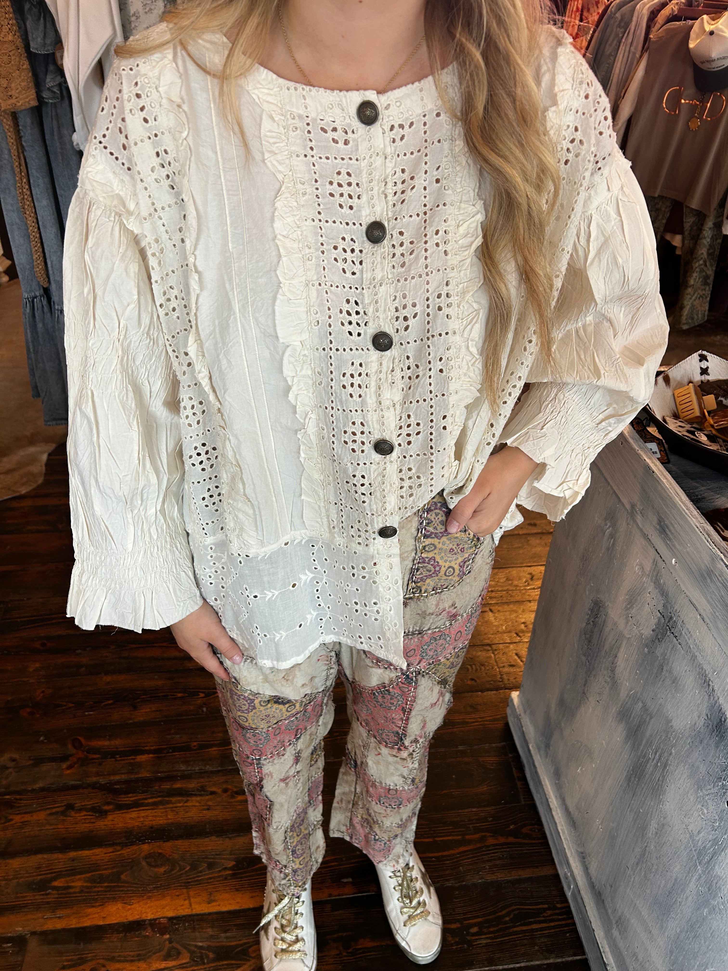 Open Front Ruflle Shirt