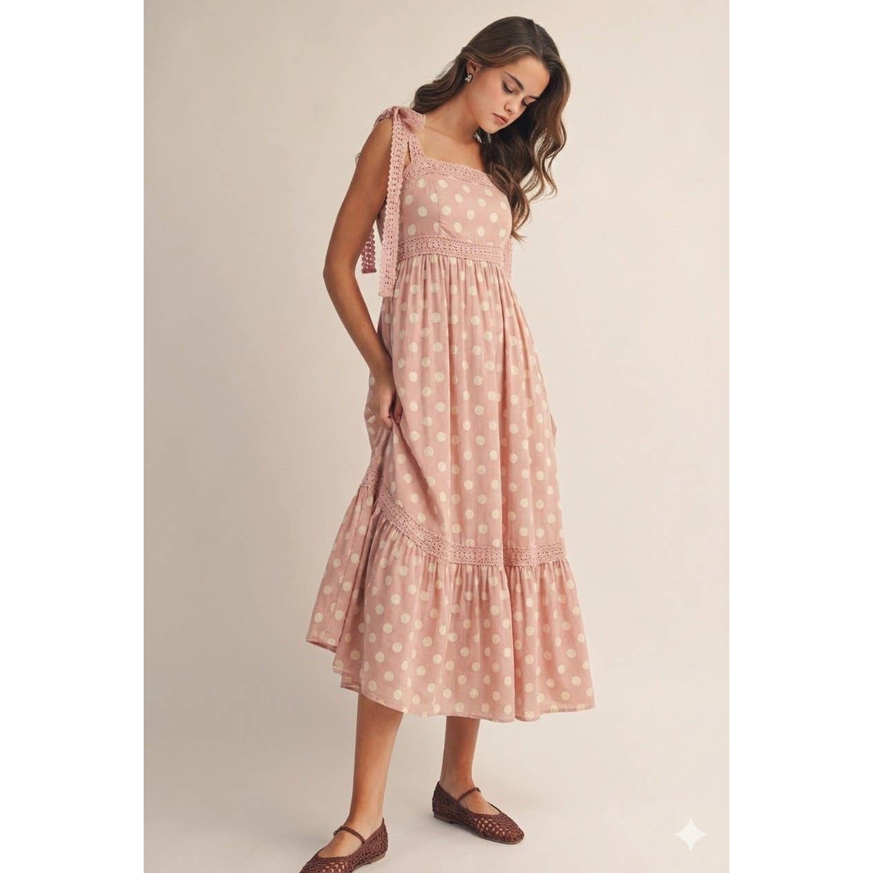 Vintage Rose Garden Crochet Trim Maxi Sundress