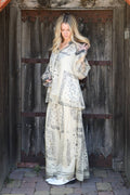 Contrast Paisley Sheer Top & Pants Set