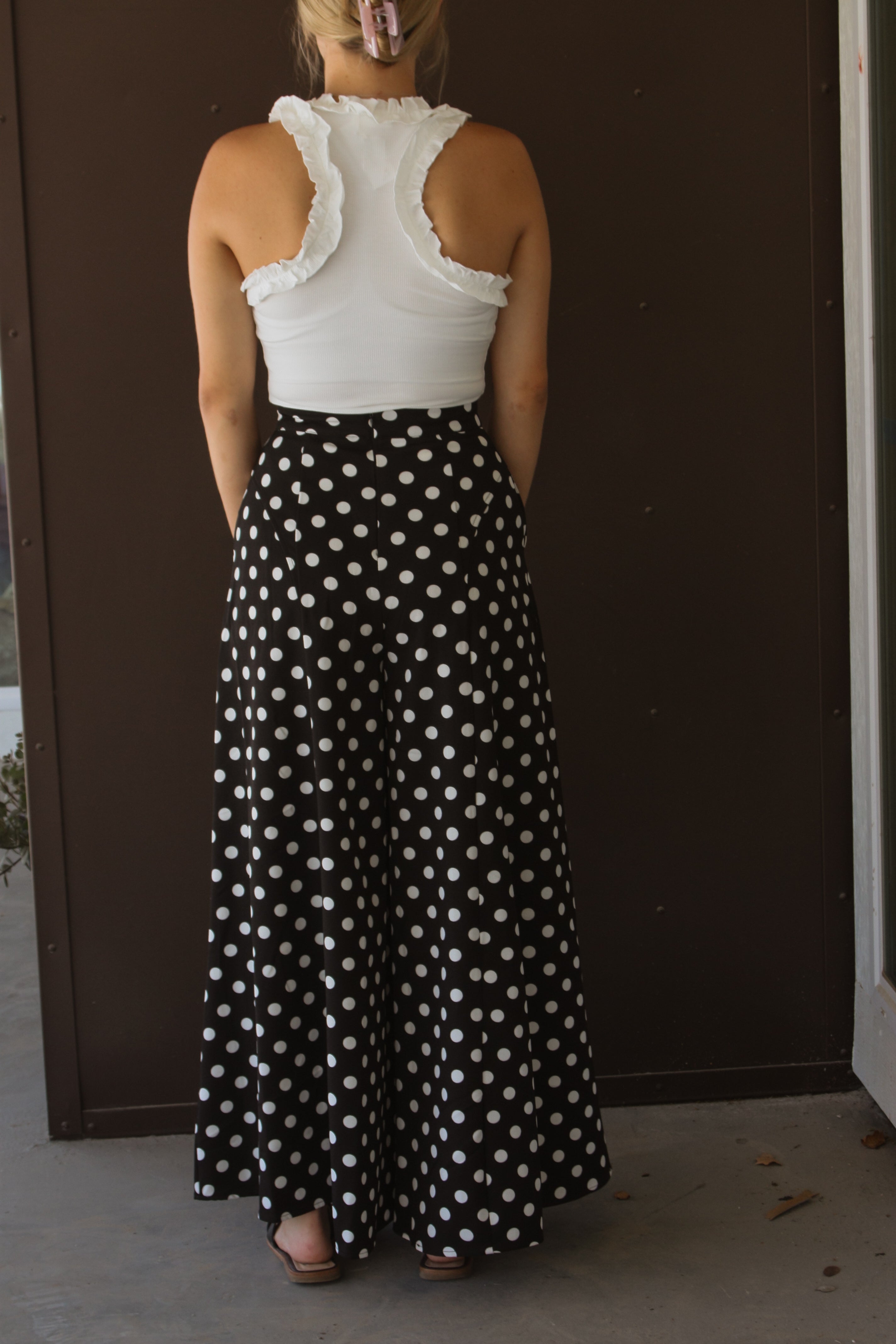 Polka Dot Printed Flare Pants