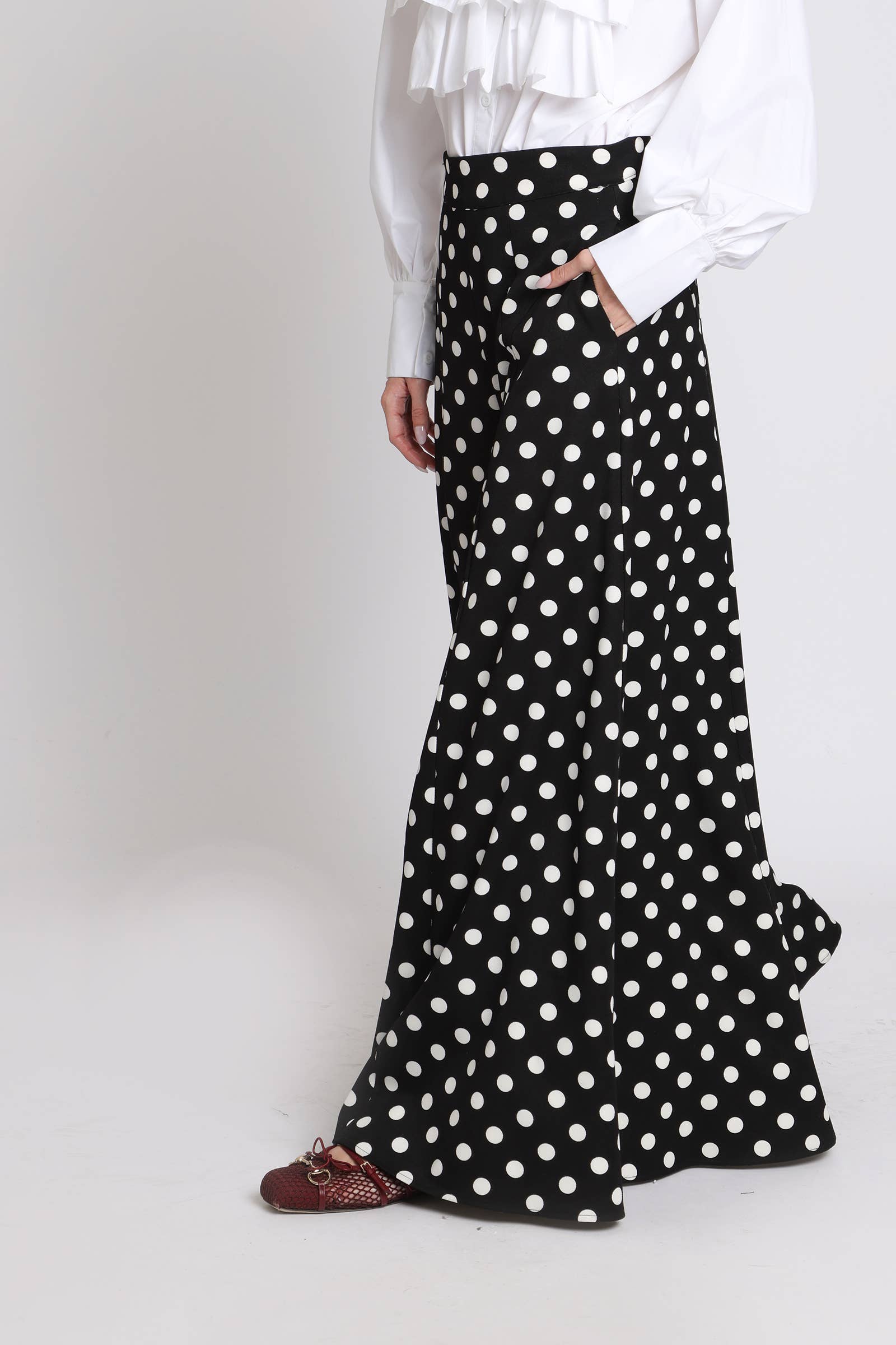 Polka Dot Printed Flare Pants