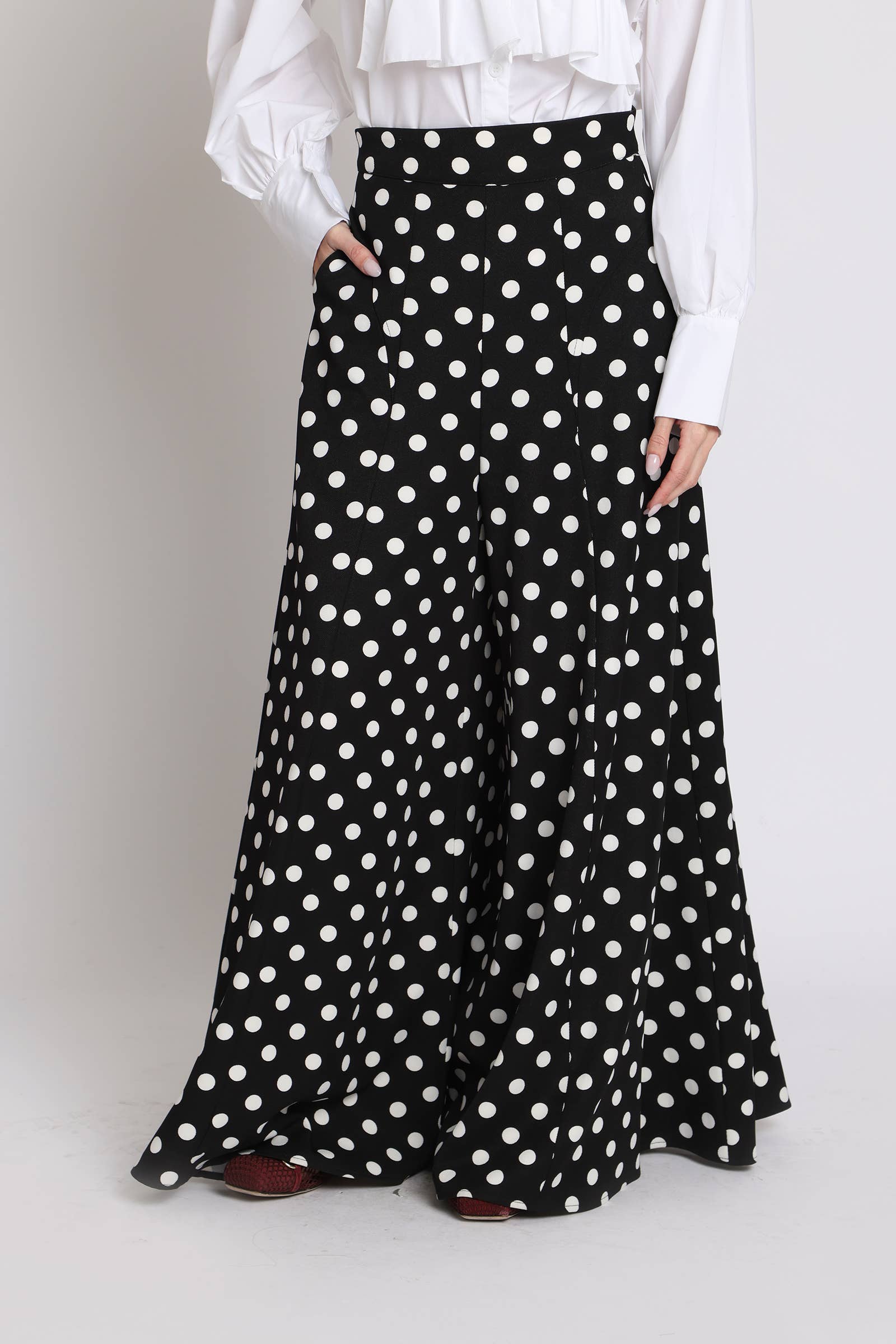 Polka Dot Printed Flare Pants