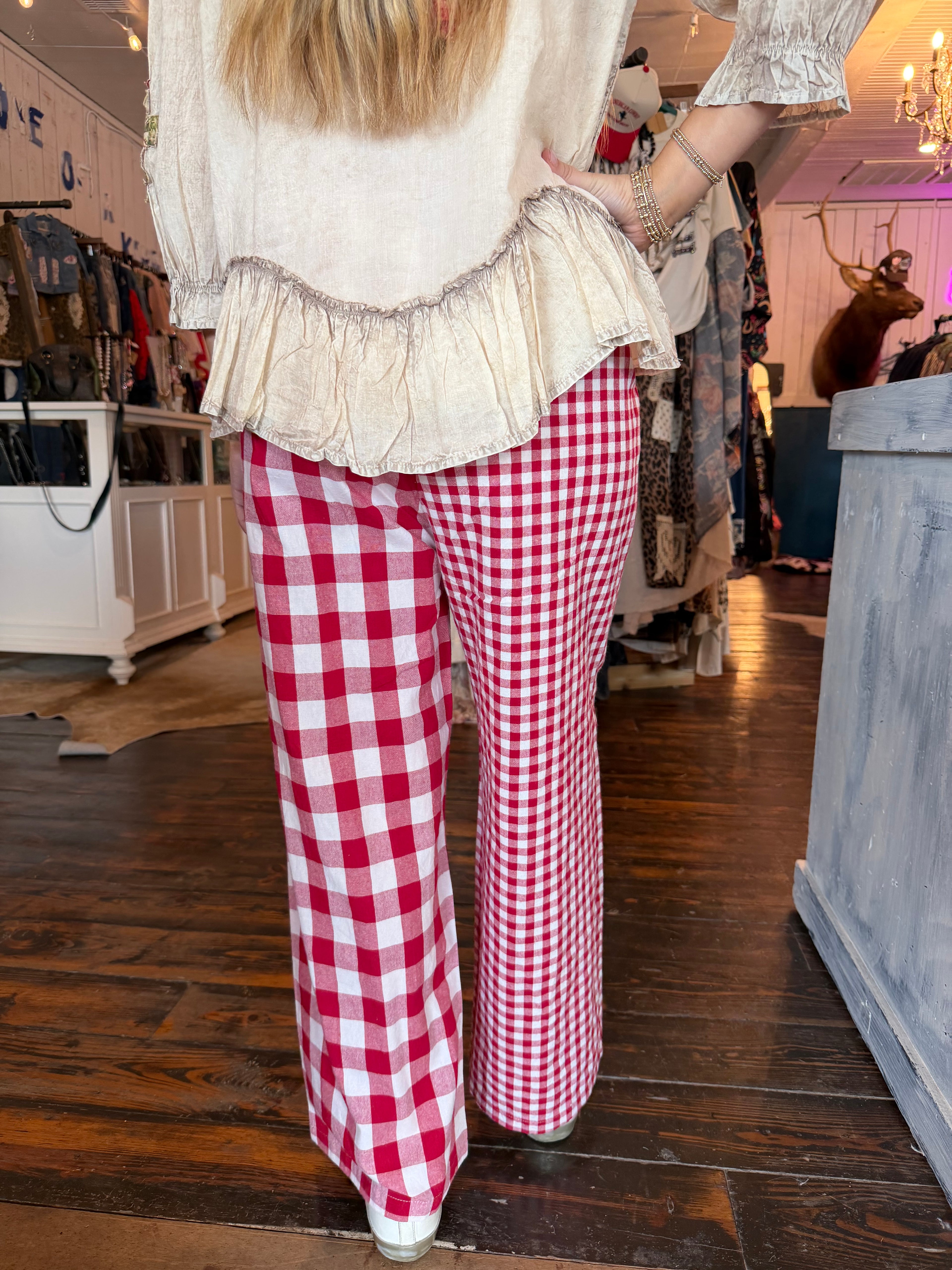 Mixed Red Gingham Pants