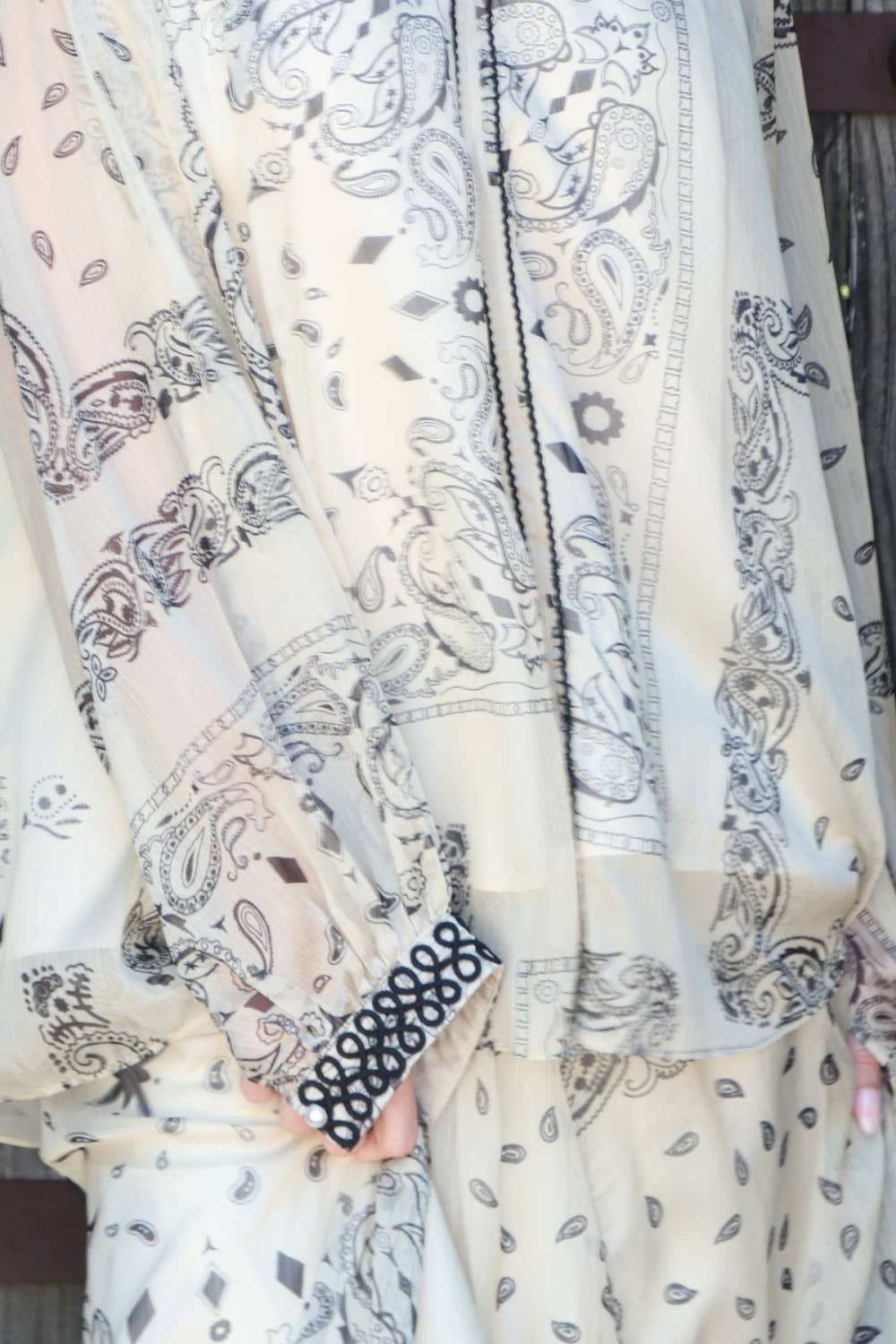 Contrast Paisley Sheer Top & Pants Set